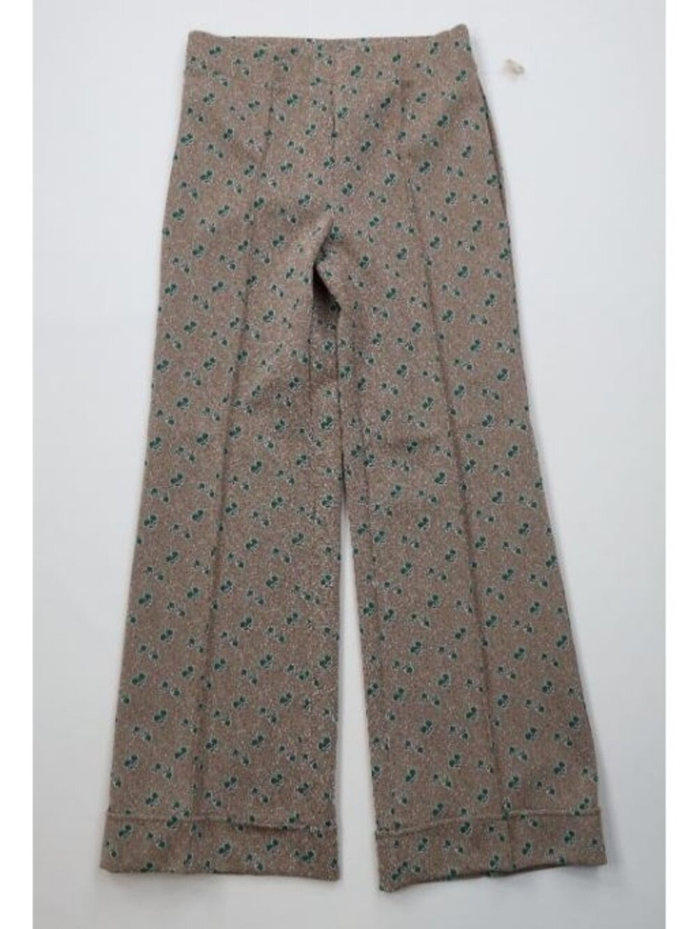 Deadstock Vintage 70s Womens 12 Flower Knit Wide Leg Bell Bottoms Pants Japan